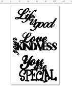 Life is good,love your kindness,you are special  100 x 180mm